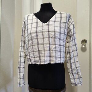 Long sleeve plaid Bobbie Wren crop top